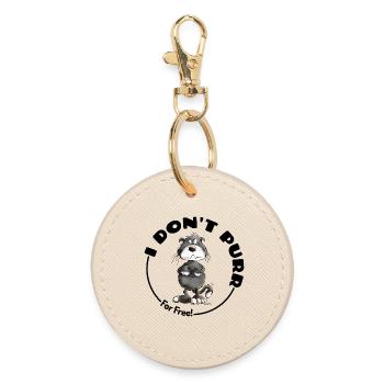Grumpy I Don't Purr Cat Saying Cats - Round Keyring - oyster - Front