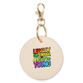 Legally old enough - Round Keyring - oyster - Front