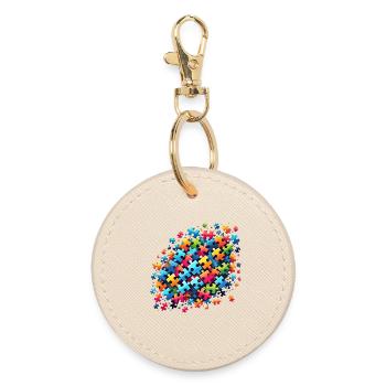 Colorful Puzzle Design for Creative Expression - Round Keyring - oyster - Front