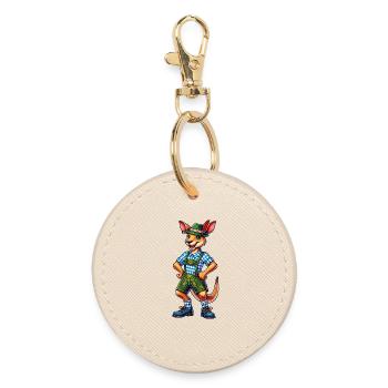 Bavarian kangaroo - Round Keyring - oyster - Front