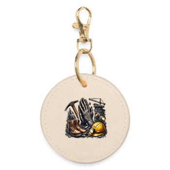 Mining is life - Round Keyring - oyster - Front