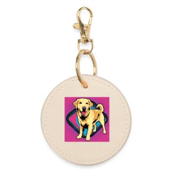Comic Dog - Golden Retriever - Runder Schlüsselanhänger - Auster - Vorne