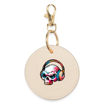 Colored Skull Illustration - Round Keyring - oyster - Front