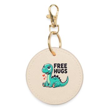 Apatosaurus Dino Baby Gratis Umarmungen Geschenk - Runder Schlüsselanhänger - Auster - Vorne