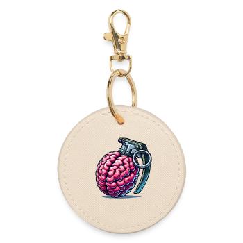 Brain Grenade – Explosive Thoughts - Round Keyring - oyster - Front