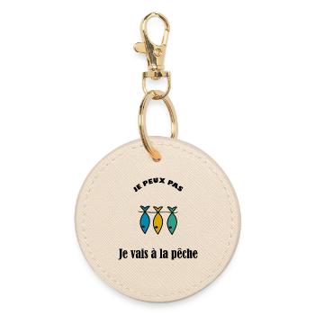 JE PEUX PAS. MER. PÊCHE. POISSON D'AVRIL. POISSON. - Porte-clés rond - huître - Devant