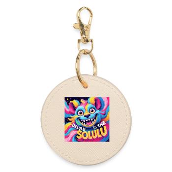 Delulu is the Solulu - Round Keyring - oyster - Front