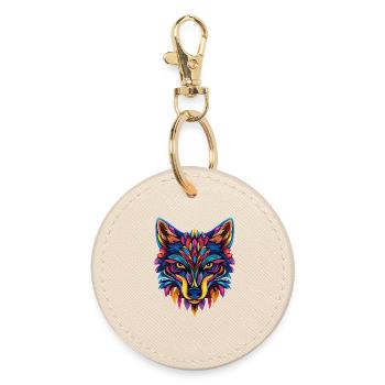 Illustration de Loup coloré - Porte-clés rond - huître - Devant