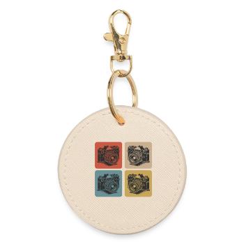 Retro Camera – Photography Love - Round Keyring - oyster - Front