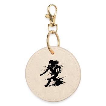 Rugby Player - Round Keyring - oyster - Front
