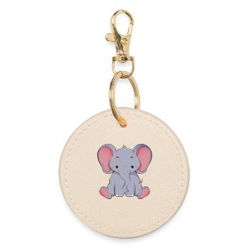 Elefant - Runder Schlüsselanhänger - Auster - Vorne