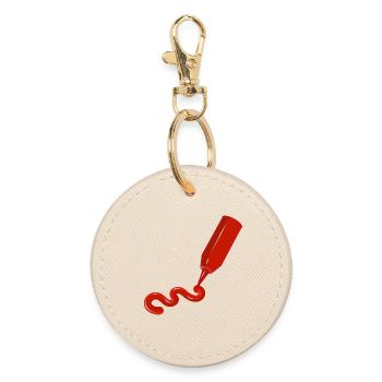 Ketchup-Flasche mit Schwung - witziges Food-Design - Runder Schlüsselanhänger - Auster - Vorne