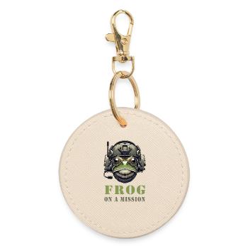 Military frog in action - Round Keyring - oyster - Front
