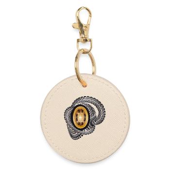 Jante dorée avec traces de pneus dynamiques - Porte-clés rond - huître - Devant