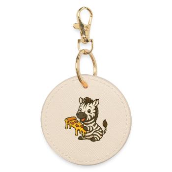 mignon zèbre dessin animé pizza amateur de pizza manger - Porte-clés rond - huître - Devant