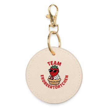 Team Erdbeertörtchen -Erdbeeren Fan - Runder Schlüsselanhänger - Auster - Vorne
