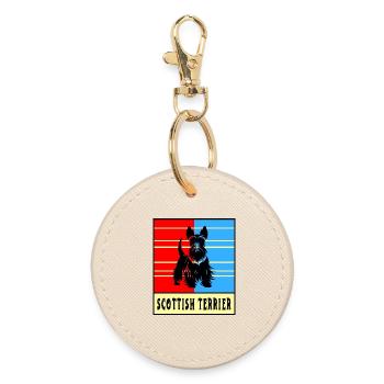 Scottish Terrier Vintage Design - Runder Schlüsselanhänger - Auster - Vorne