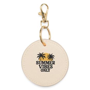 Summer Palm Trees Sunset - Round Keyring - oyster - Front