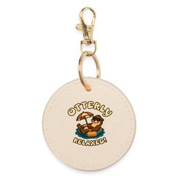 Relaxed Otter in the Sun - Round Keyring - oyster - Front