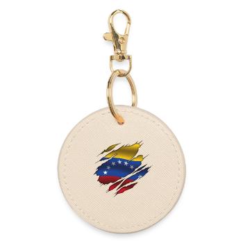 Flag of Venezuela - Venezuela - Torn Flag - Round Keyring - oyster - Front
