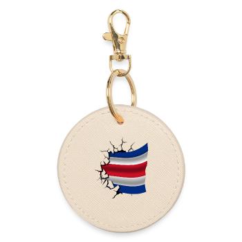 Flag of Costa Rica - Costa Rica - Flag Broken - Round Keyring - oyster - Front