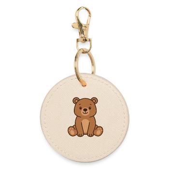 Kuschelbär Illustration - Runder Schlüsselanhänger - Auster - Vorne
