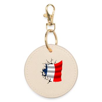 Drapeau de la France - France - Drapeau Broken Design - Porte-clés rond - huître - Devant