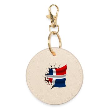 Drapeau de la République dominicaine - Porte-clés rond - huître - Devant