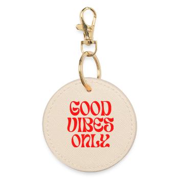 Inscription inspirante « Good emotions only » - Porte-clés rond - huître - Devant
