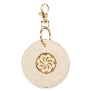 Armenian Eternity Spiral in a Golden Circle - Round Keyring - oyster - Front