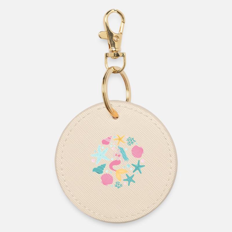 Cute Mermaid - Round Keyring - oyster