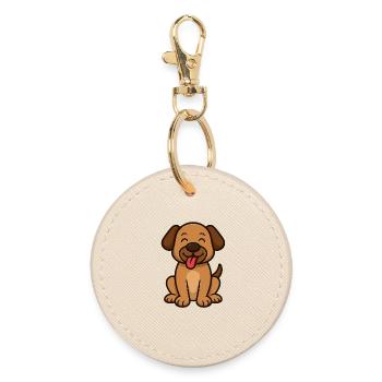 Cute Dog – Cartoon Style Design - Round Keyring - oyster - Front