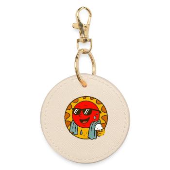 Sungus with Cool Summer Vibe - Round Keyring - oyster - Front