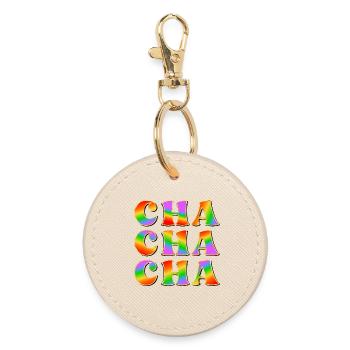 RAINBOW DANCE - DANCING CHA CHA CHA - Round Keyring - oyster - Front