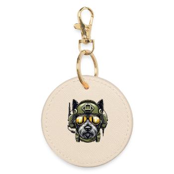 Scottish Terrier Militär Design - Runder Schlüsselanhänger - Auster - Vorne