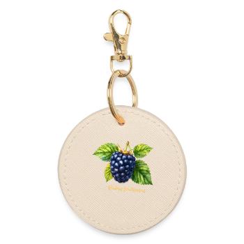 Brombeere – Botanisches Aquarell im Vintage-Stil - Runder Schlüsselanhänger - Auster - Vorne