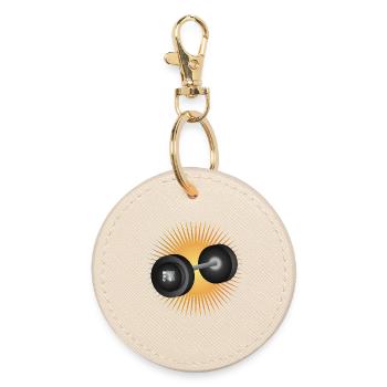 Radiant dumbbell – full of energy for weight training - Round Keyring - oyster - Front