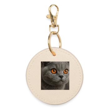 Detailed cat eye design - Round Keyring - oyster - Front