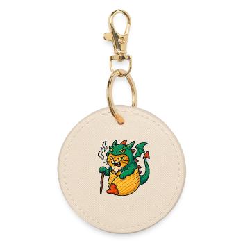 Chat dragon dans le design fantastique - Porte-clés rond - huître - Devant