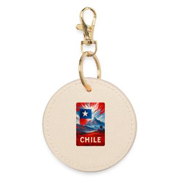 Chili – Drapeau peint et nature - Porte-clés rond - huître - Devant