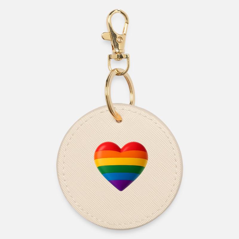 Coeur aux couleurs de l’arc-en-ciel pour une variété de look 3D - Porte-clés rond - huître