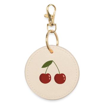 Vivid Cherry Pair Design - Round Keyring - oyster - Front