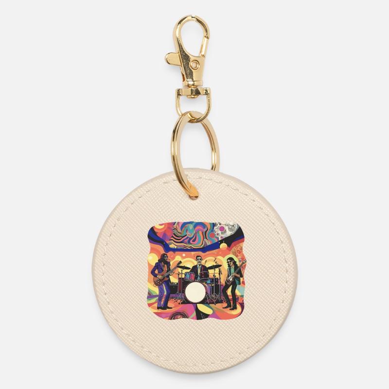 Psychedelic prog rock band - Round Keyring - oyster