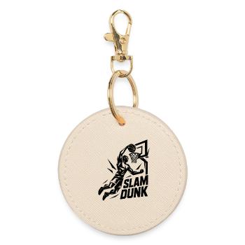 Basketball Slam Dunk Throw Player Dunking Gift - Round Keyring - oyster - Front