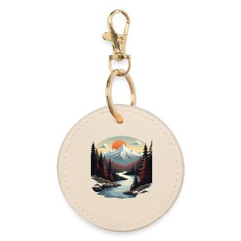 Mountain paradise with sunset - Round Keyring - oyster - Front