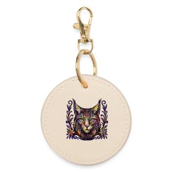 Colorful Lynx Power – Magic of the Wild - Round Keyring - oyster - Front