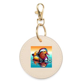 Canard mandarin - Porte-clés rond - huître - Devant