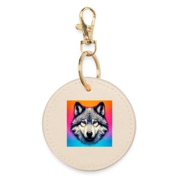 Wolf - Round Keyring - oyster - Front