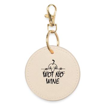 WOT NO WINE (BLACK) - Round Keyring - oyster - Front