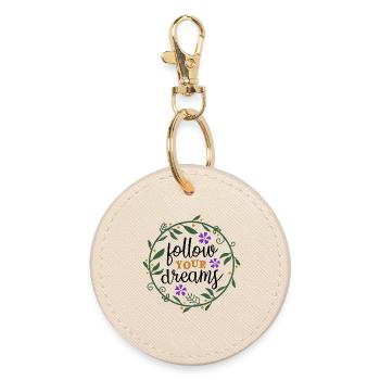 Personalised floral frame with nature motif - Round Keyring - oyster - Front